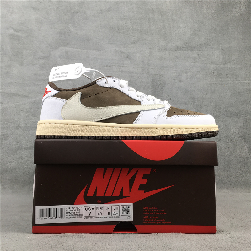 Air Jordan 1 Low Reversed Logo White Brown Shoes